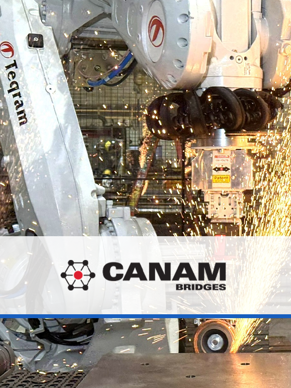 Autonomes Roboterschleifen von Stahlbrückenteilen – EasyGrinder bei CANAM Bridges